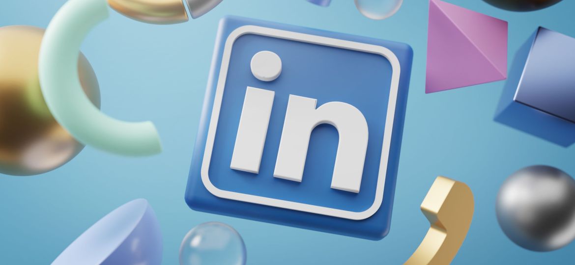 LinkedIn Logo Around 3D Rendering Abstract Shape Background